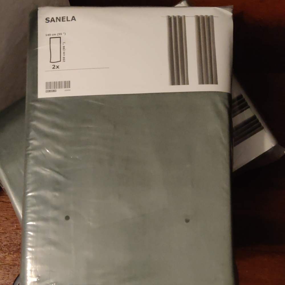 Ikea Cool Grey Velvet Drapes "Sanela"